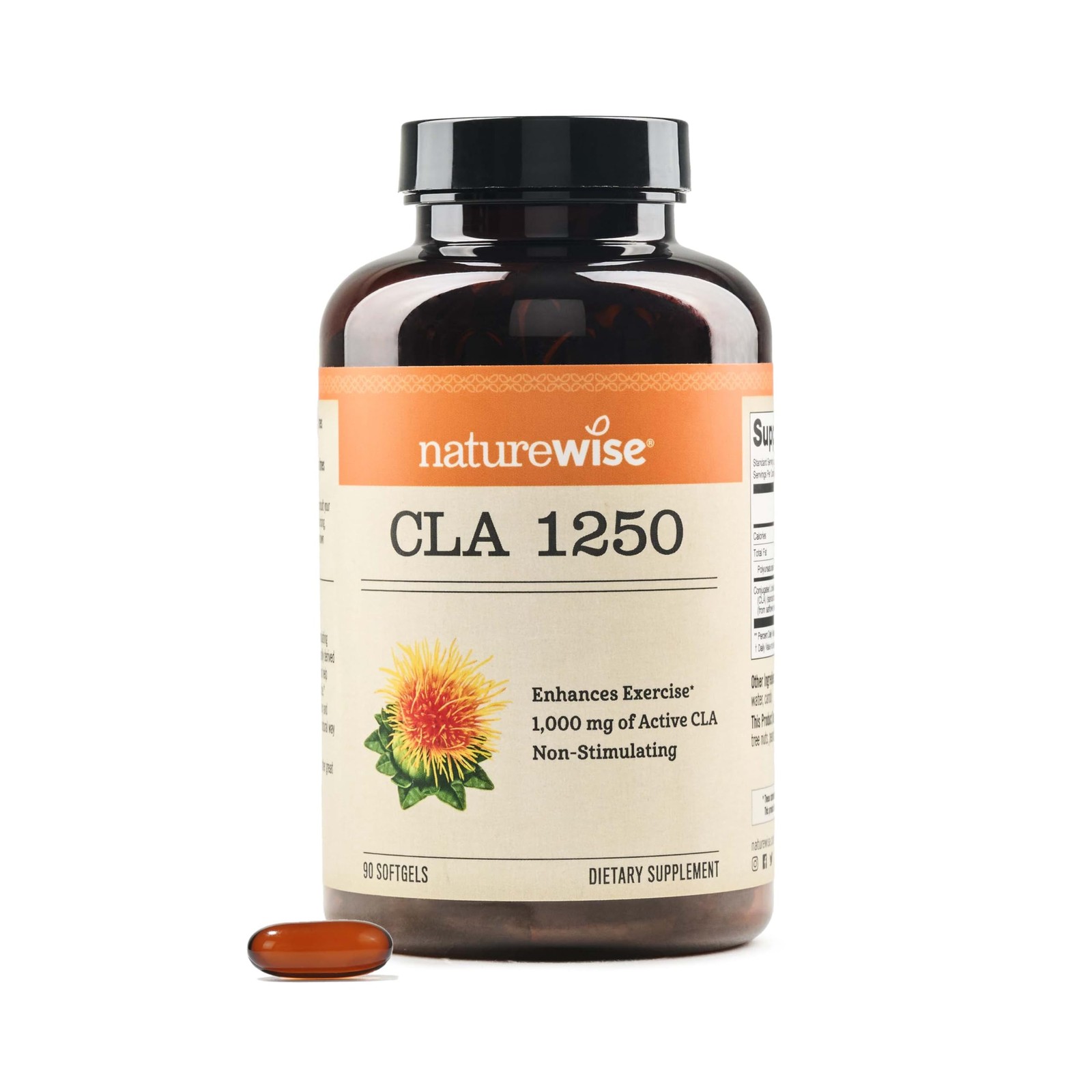 CLA 1250 Supplement – Non-GMO, Gluten-Free Weight Loss Support – 90 Softgels