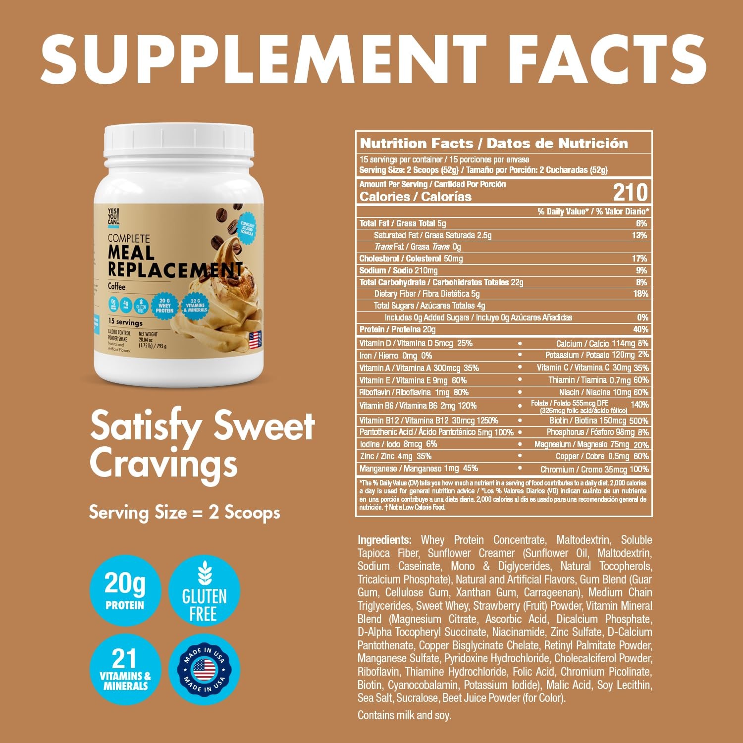 Yes You Can! Yes You Can Meal Replacement Shake – 20G Protein 4G Fiber 21