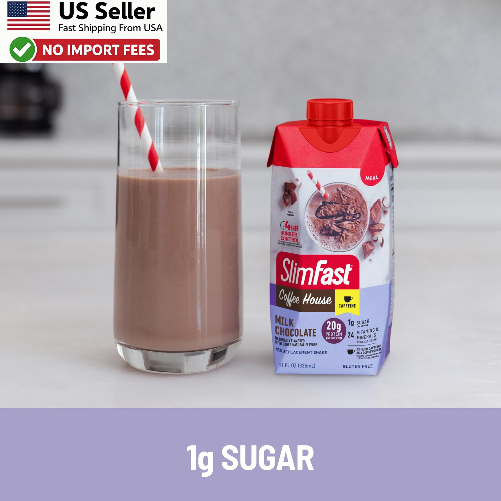 SlimFast Protein Shake Milk Chocolate 20g Protein Meal Replacement Drink FROM US