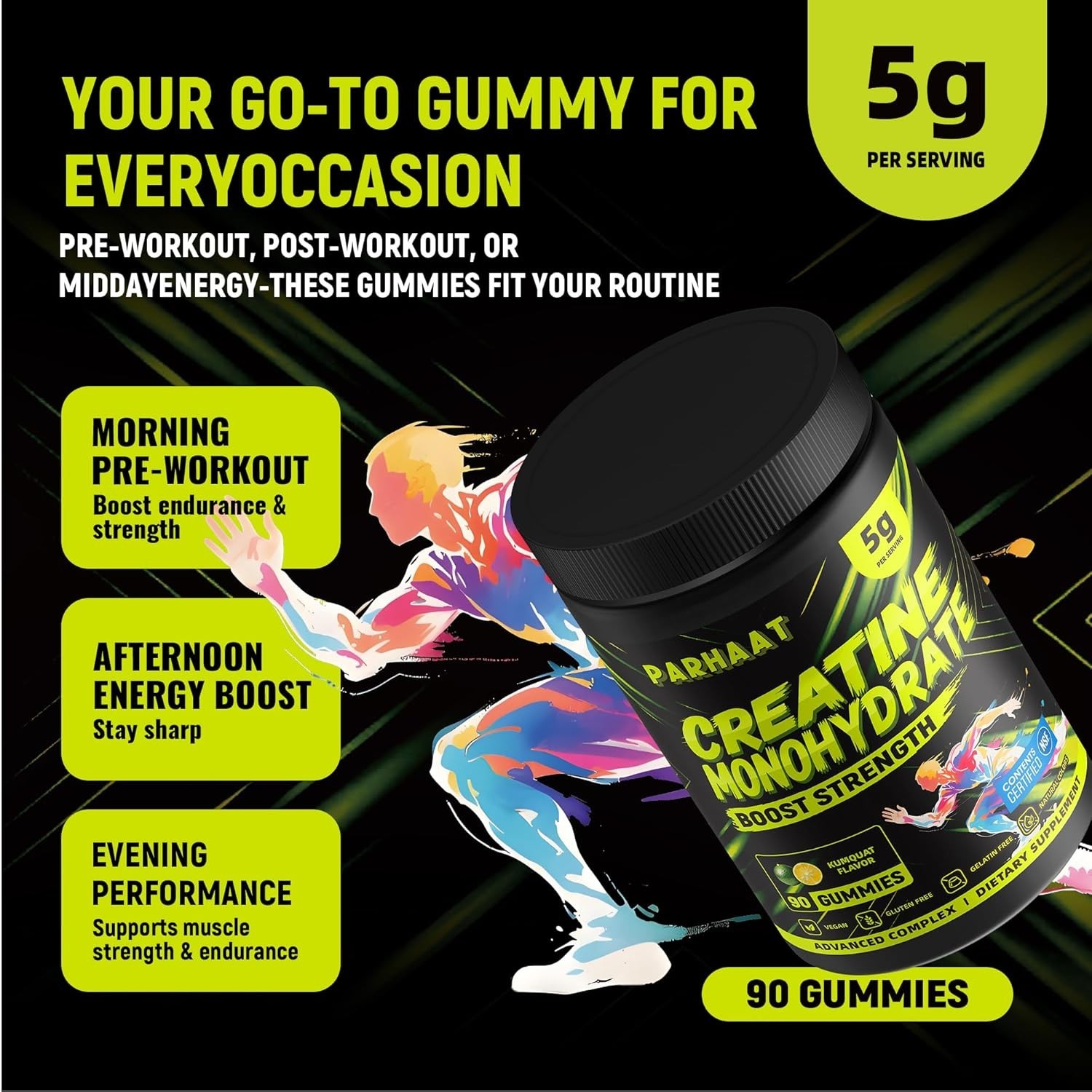 Parhaat NSF Certified Creatine Gummy – Creatine Monohydrate Gummies 5g
