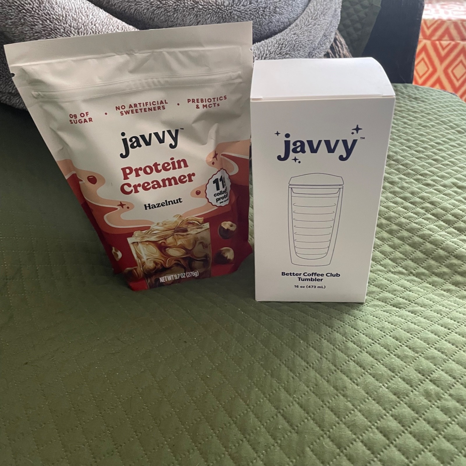 Javvy Protein Creamer Hazelnut 9.7 oz & Tumbler 16 oz NEW