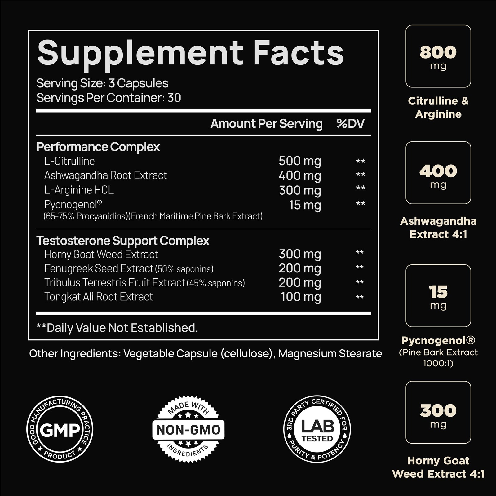 2,015mg Testosterone Booster for Men 8X Strength w. 1 Count (Pack of 90)