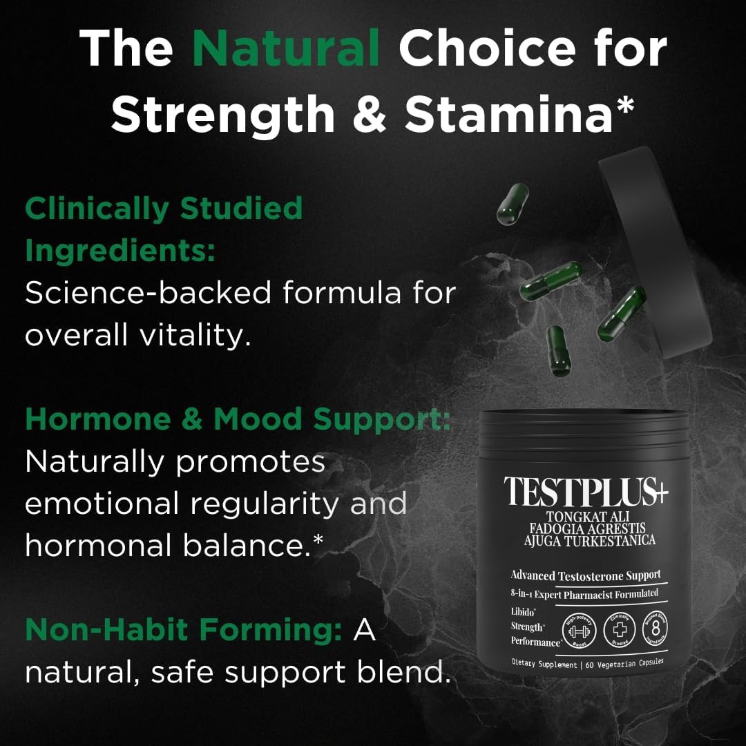 TESTPLUS+ 1,450mg 8-in-1 Testosterone Supplement for Men, Tribulus…