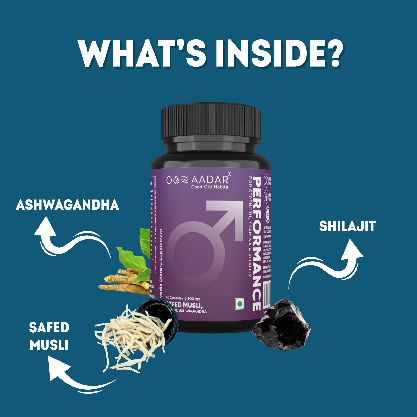 Performance Capsule Testosterone Booster Safed Musli Ashwagandha 60 Capsules
