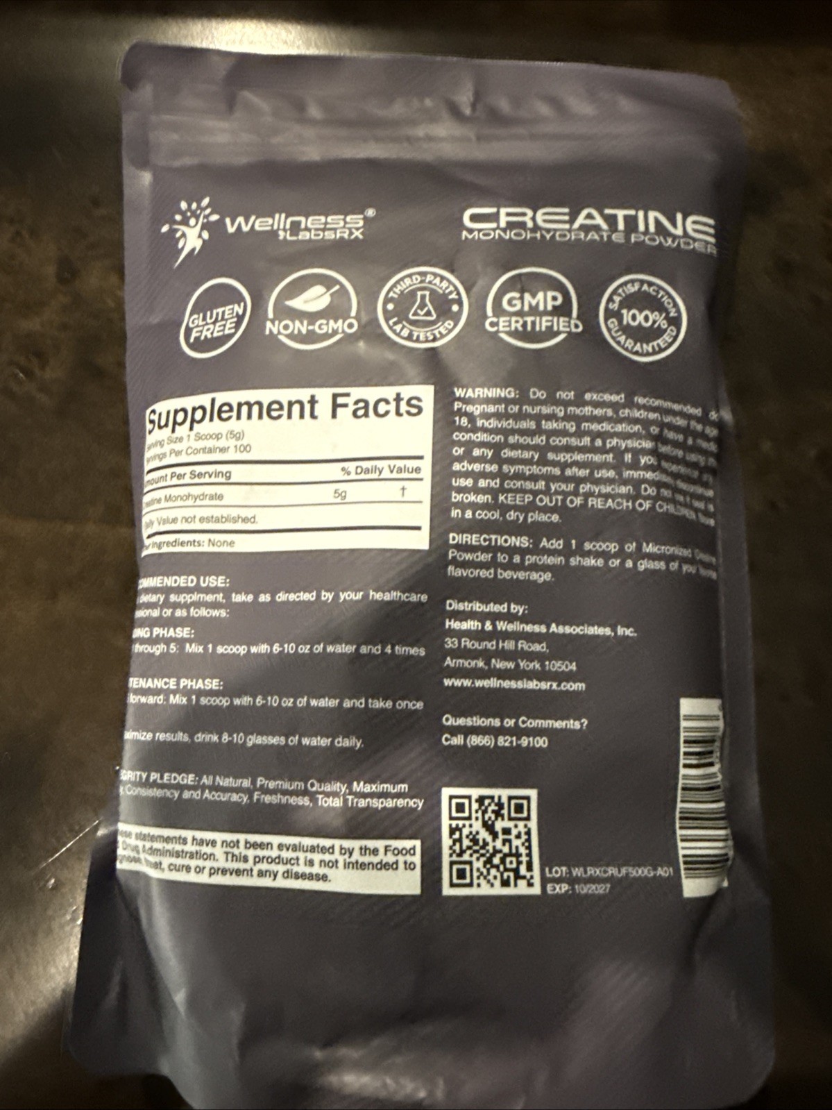 Creatine Monohydrate Powder 100 Servings Unflavored EXP 10/27 NEW