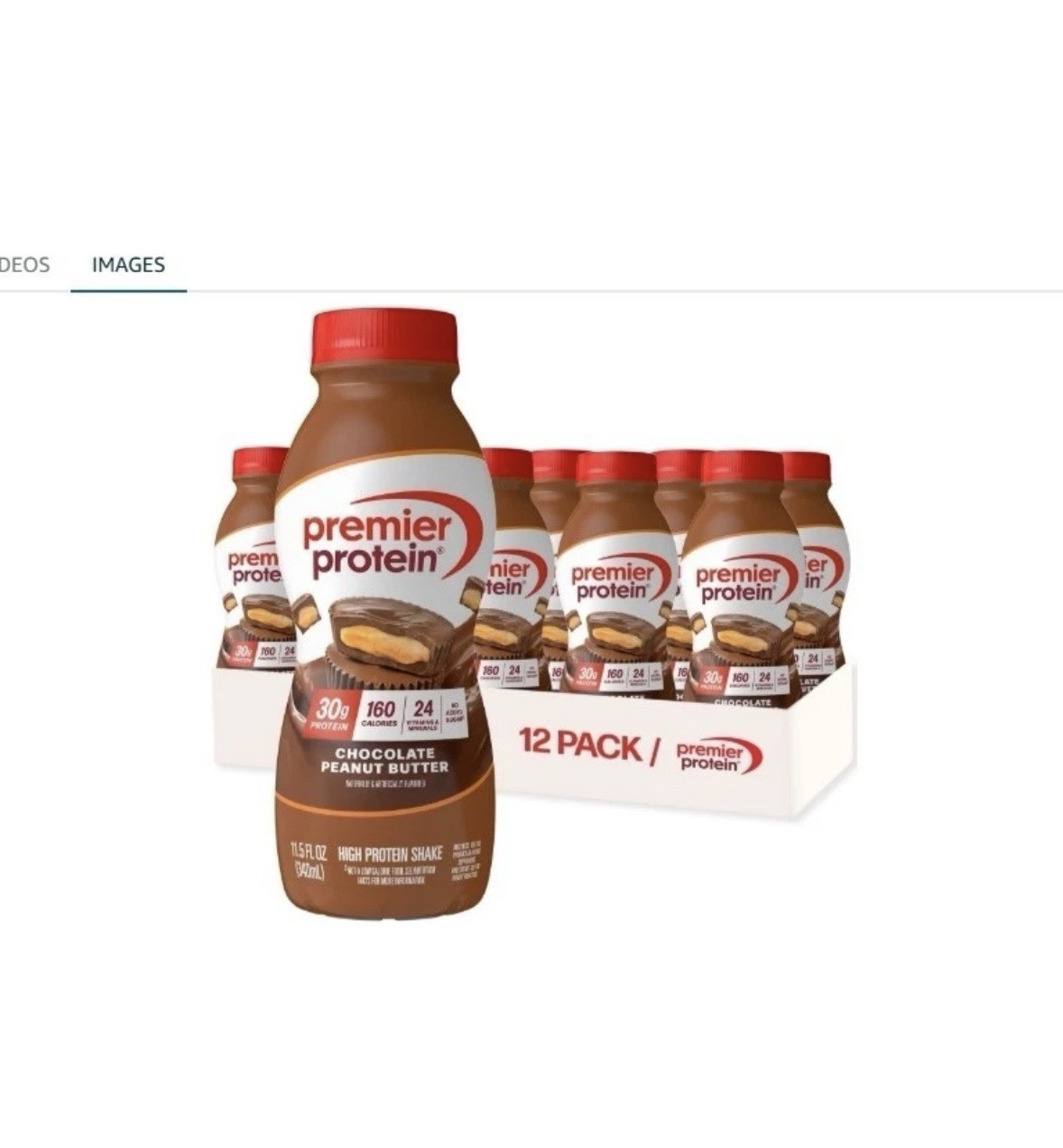 Premier Protein Chocolate Peanut Butter Shake, 12 Pack 11.5 fl oz Gluten-Free