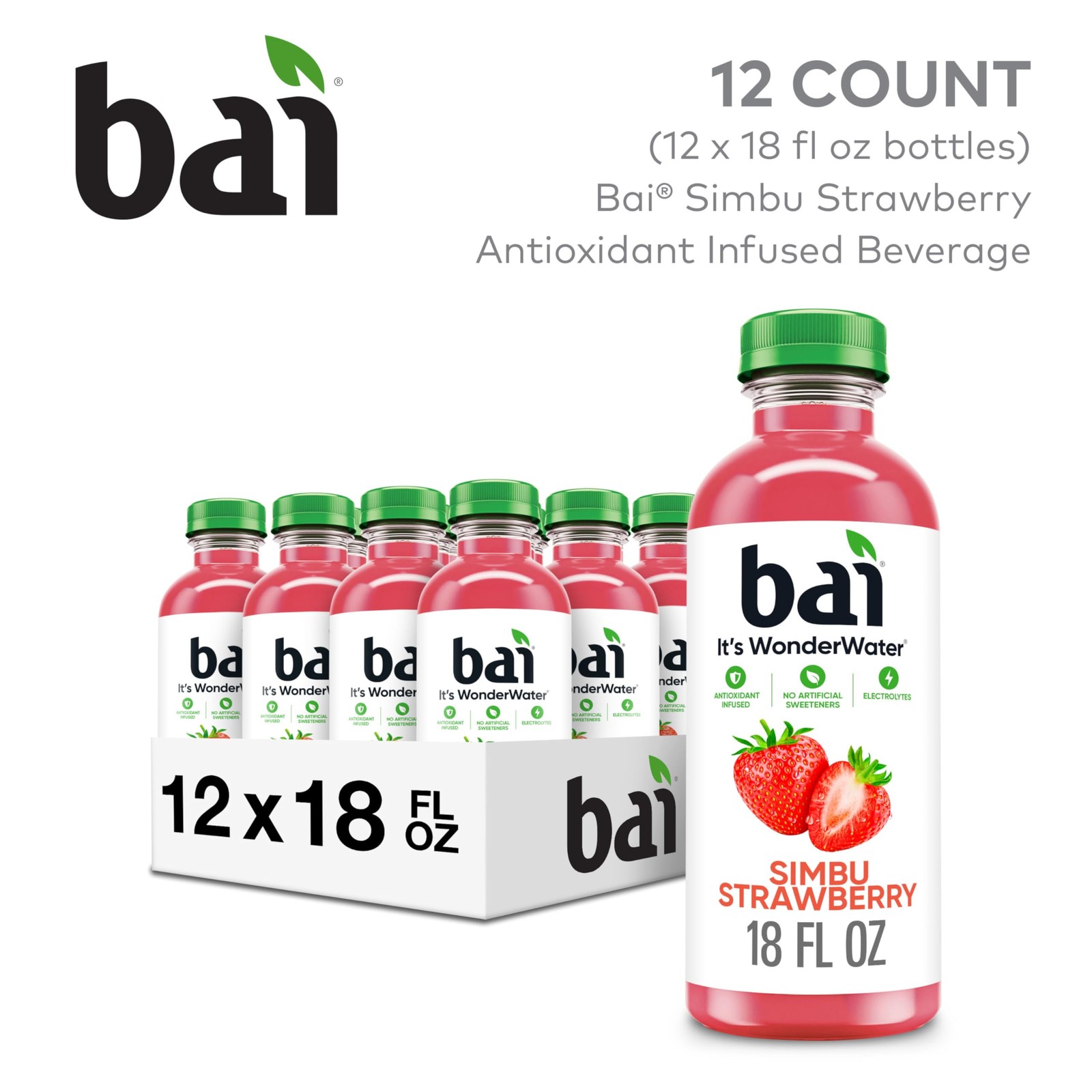 Antioxidant Infused Water Beverage, Simbu Strawberry, 18 Fluid Ounce Bottle, …