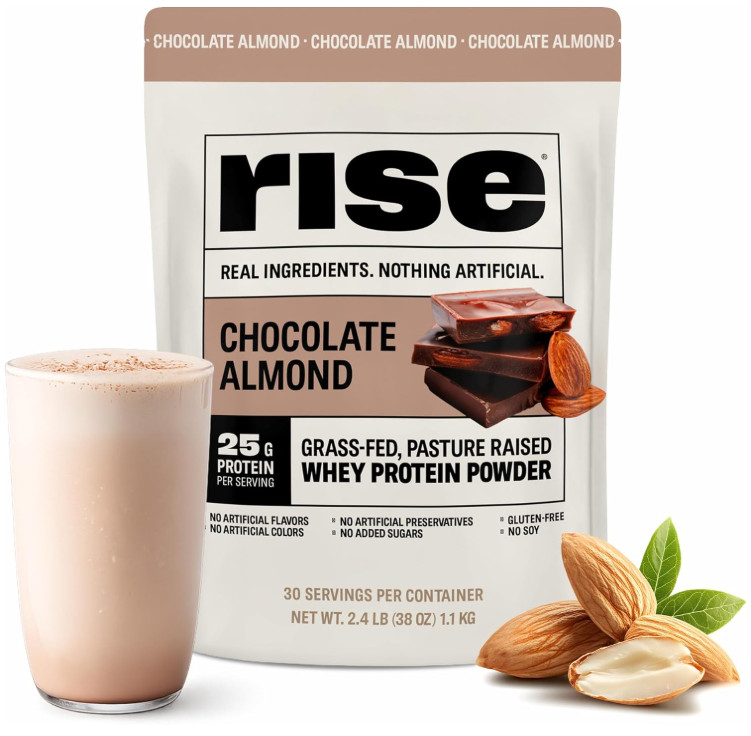 Rise Grass-Fed Whey Protein Powder, Chocolate Almond, 2.4 lb, 25g Protein