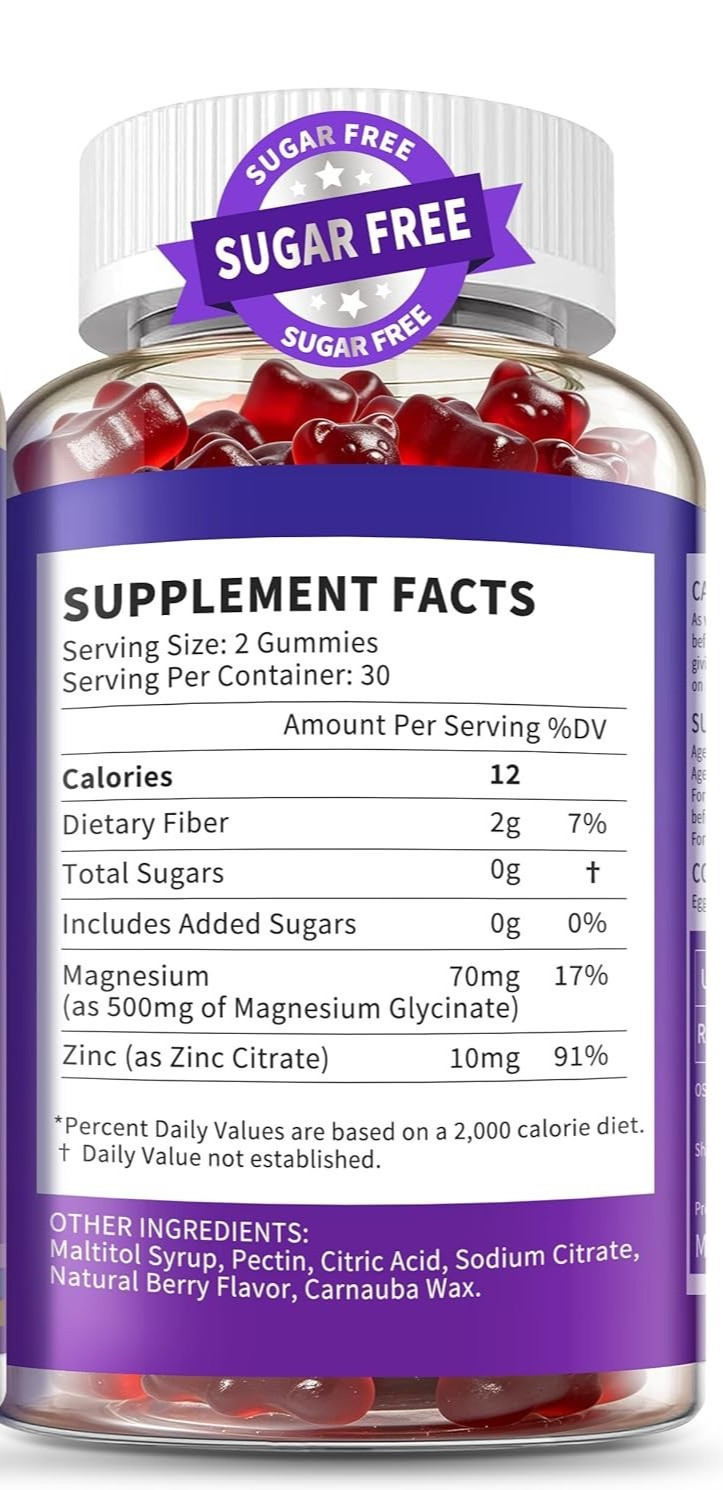 Herbance Magnesium Glycinate Gummies 500mg, High Absorption Magnesium glycinate