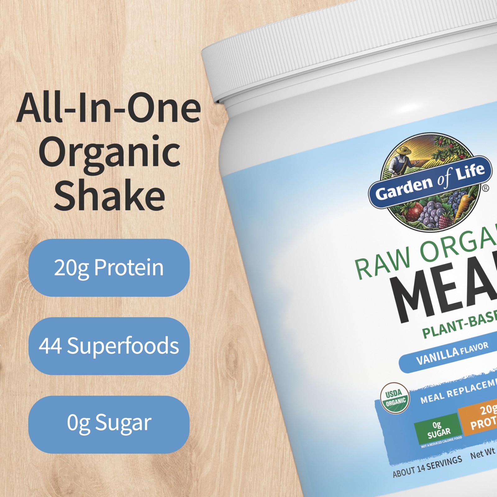 Garden of Life Meal Replacement Shakes, Raw 17.1 Ounce (Pack 1), No Color
