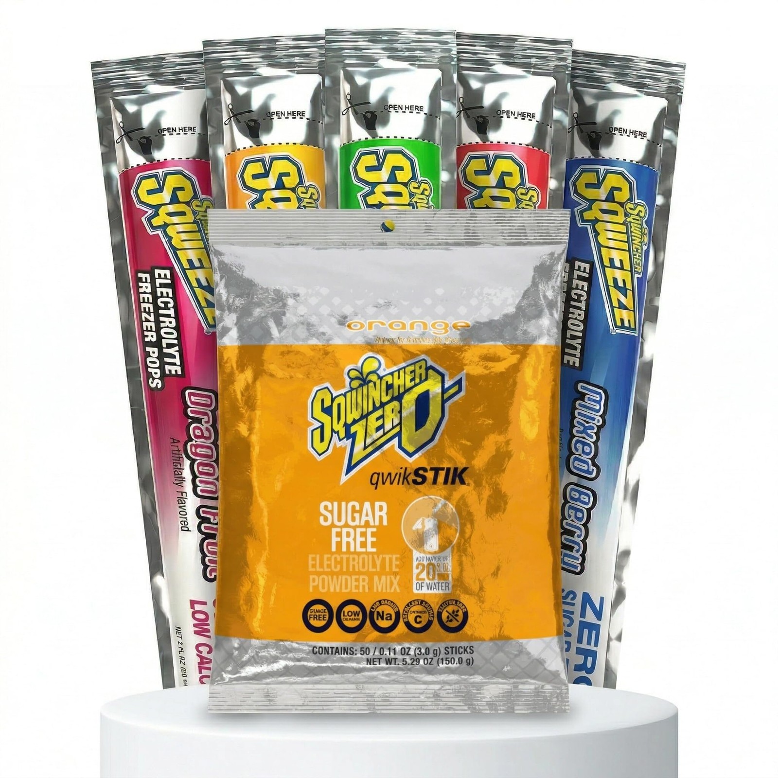Sqwincher Bundle: (50) Orange Zero Qwik Stiks (20oz Yield) & (50) Sqweeze…