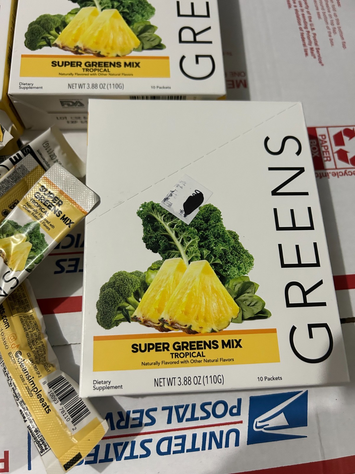 5-BOX LOT (50 PACKETS ) CLEAN SIMPLE EATS Super Greens Powder Tropical Drink