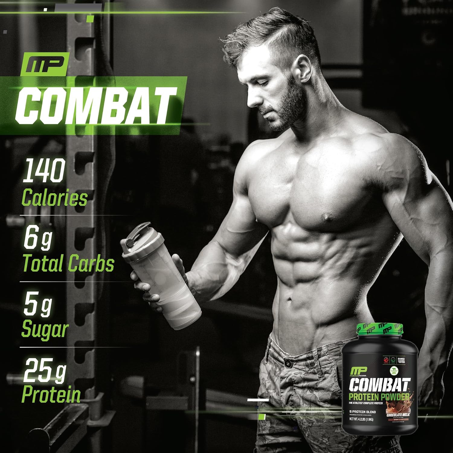 MusclePharm Combat Protein Powder Chocolate Milk 25g Protein 4.2lb