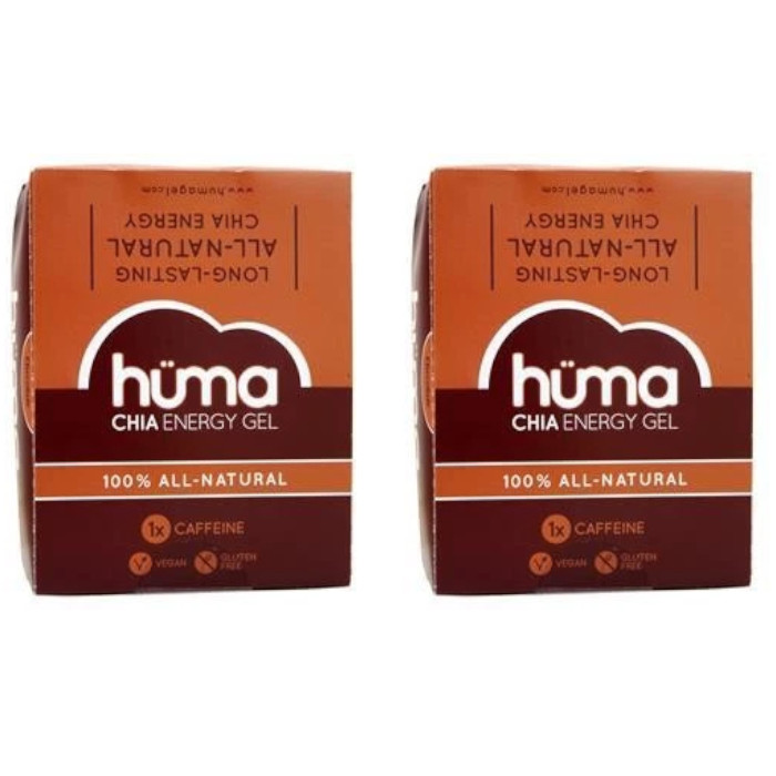 Huma Products Chia Energy Gel – Chocolate – 1x Caffeine 24 Pckts Each (2 Boxes)