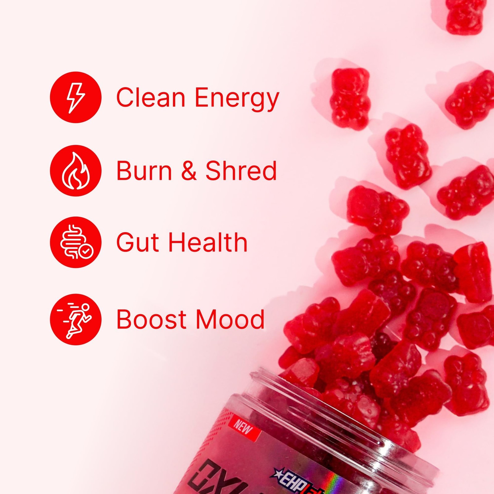 EHP Labs OxyShred Gummies – Pre Workout Gummies & Energy Chews with 100mg Caf…