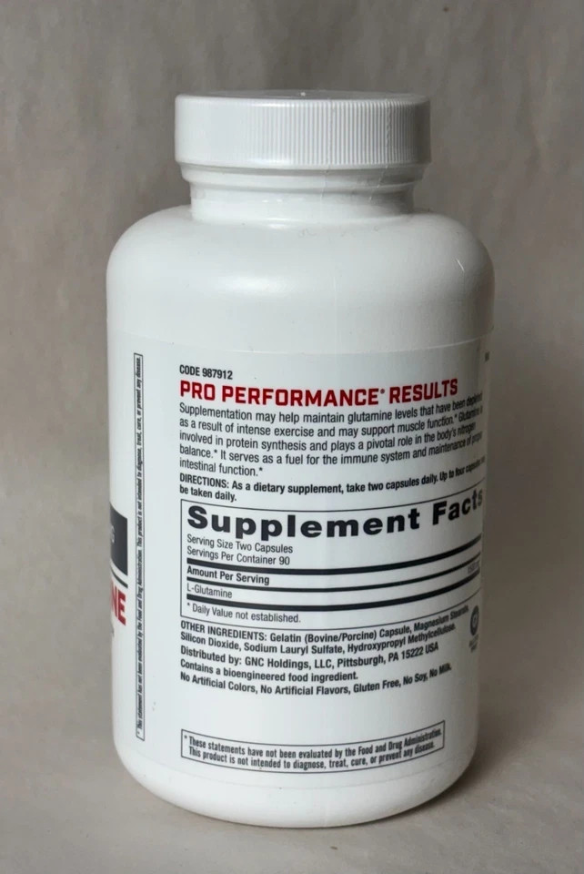 GNC Pro Performance L-Glutamine 1500mg 180 Capsules-FREE SHIPPING