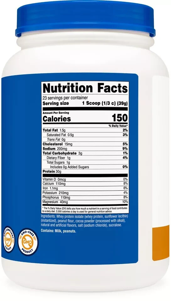 Nutricost Whey Protein Isolate (Chocolate Peanut Butter, 2 Pound) Protein Powder
