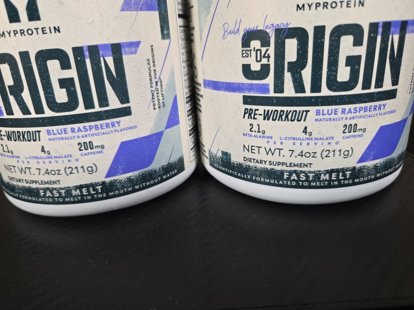 NEW – (2) Myprotein ORIGIN Pre-Workout Powder BLUE RASPBERRY 7.4 oz. ea. 10/2026