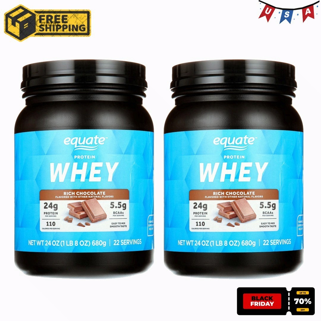 2P Equate Whey Protein Powder, Rich Chocolate, 24 oz