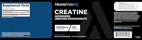 Creatine Monohydrate Powder 5000mg Per Serving Unflavored 60 Servings Mix in