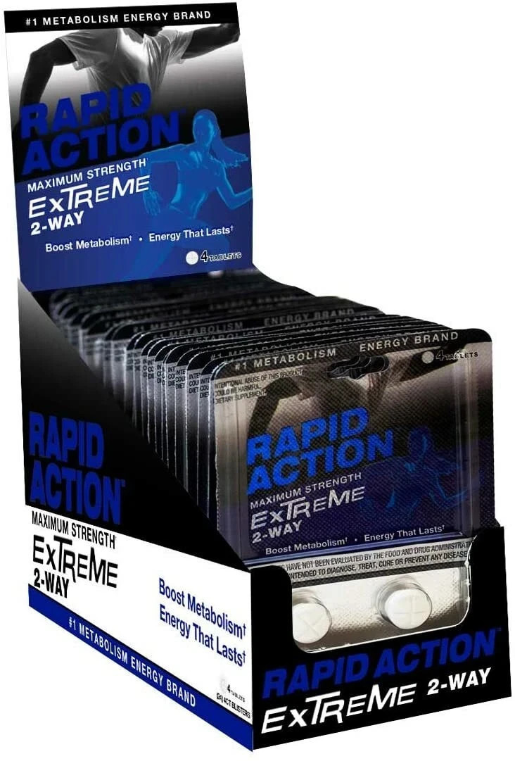 Rapid Action Extreme Energize 2-Way Energy Pills 24 packs of 4 = 96pills