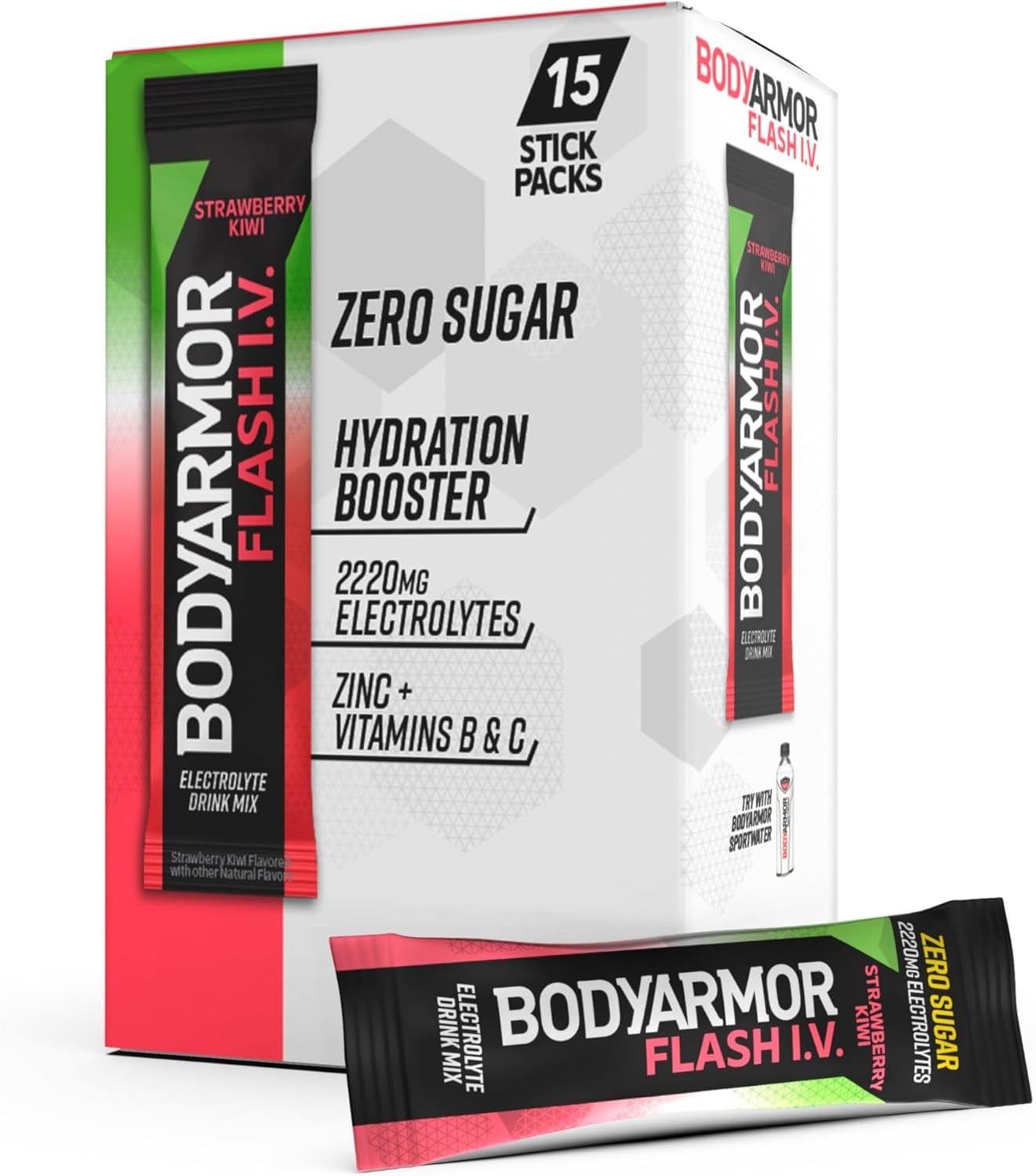 BODYARMOR Flash IV Electrolyte Packets, 0.25 Ounce (Pack of 15), Red