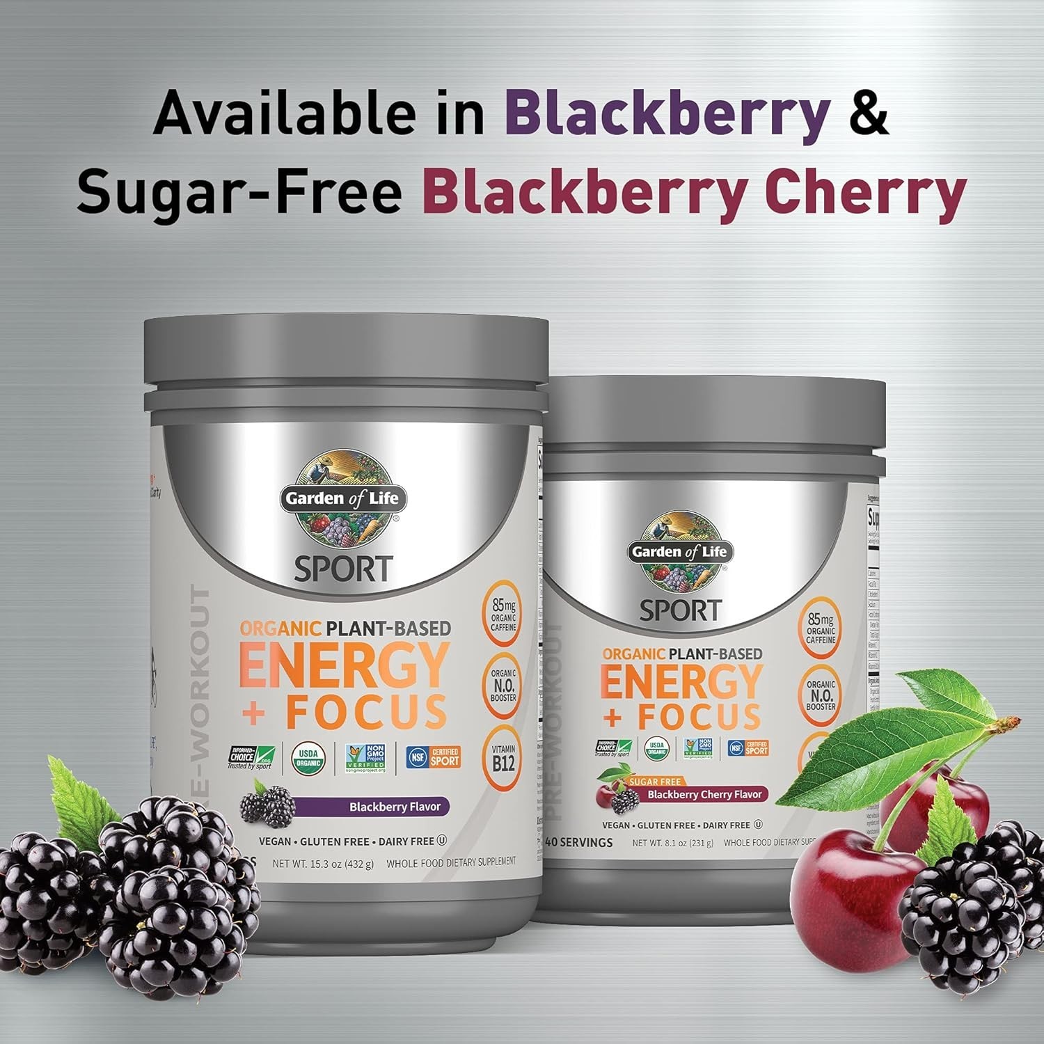 Plant-Based Pre Workout with Organic Caffeine & B12 – 40 Servings (Gluten Free)