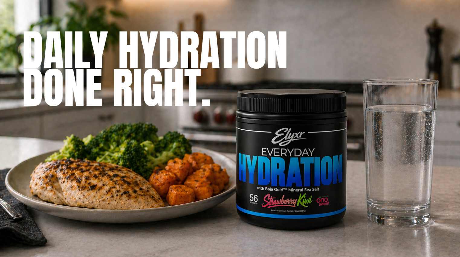 Elyxr Everyday Hydration Powder 56 Servings Strawberry Kiwi Electrolytes