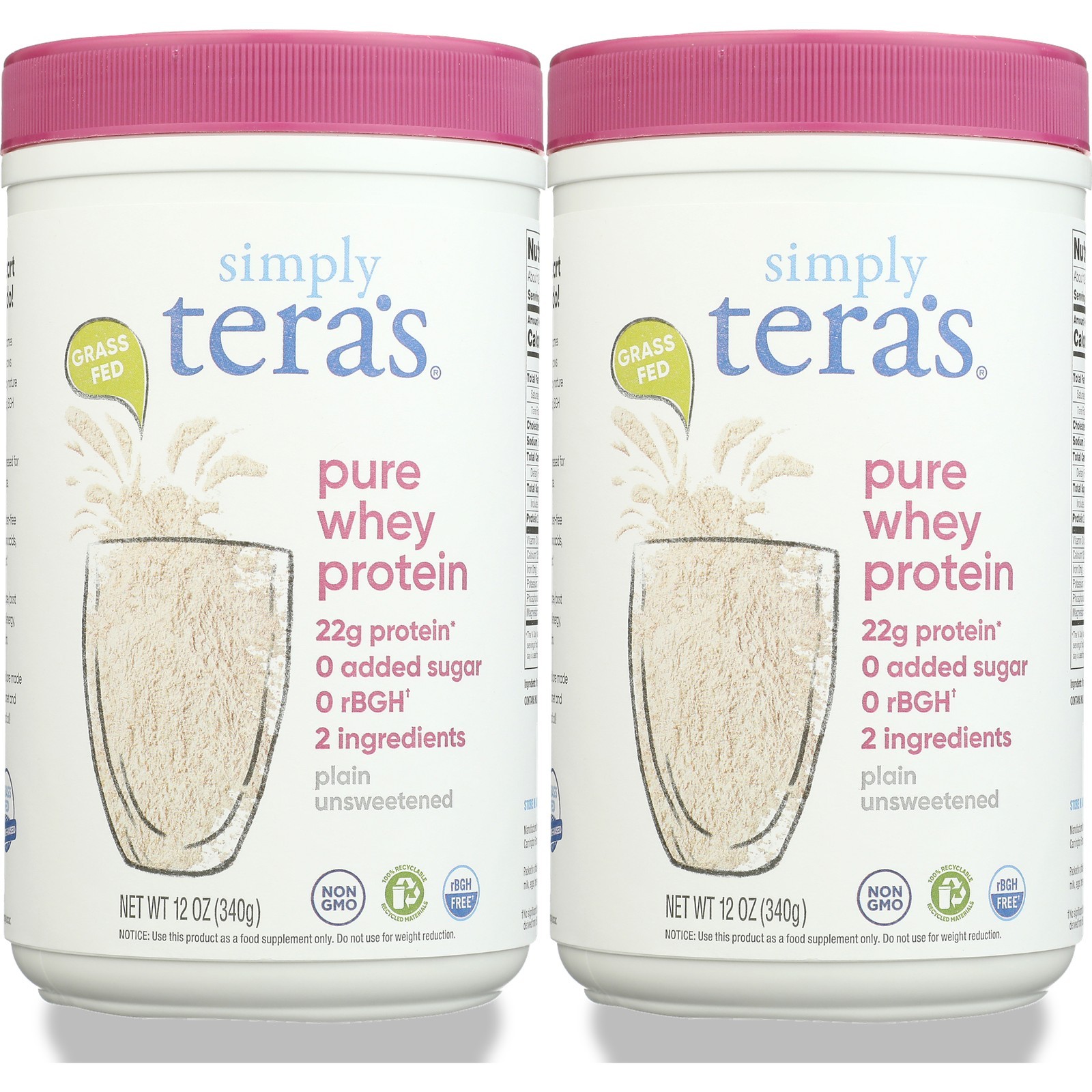 Simply Tera’S Pure Whey Protein Powder 12 Oz 2 Pack