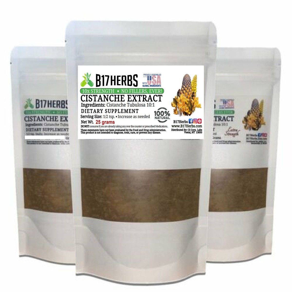 Cistanche Tubulosa Extract 10:1 Powder – All Natural – 25 Grams