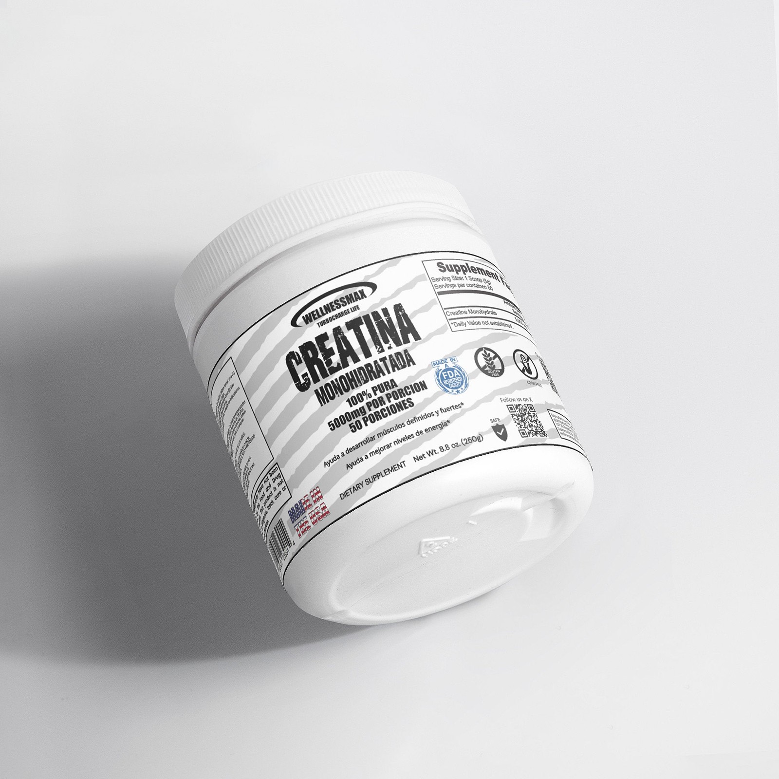 Creatina Monohidratada 100% Pura | Creatina Pura. Mas fuerza y tamaño muscular.