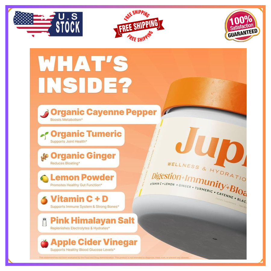 Jupi Hydration Powder Turmeric & Ginger, Vitamin C, Citrus, 30 Servings