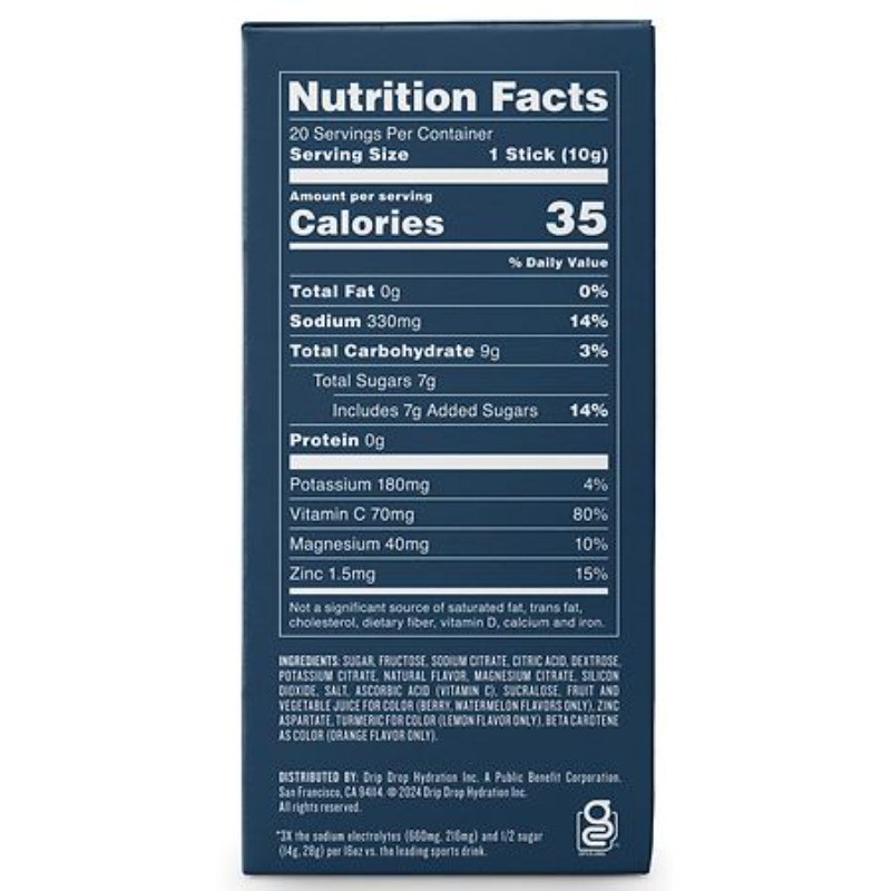 DripDrop Electrolyte Powder Juicy Variety Pack 0.35 oz 20 Packets