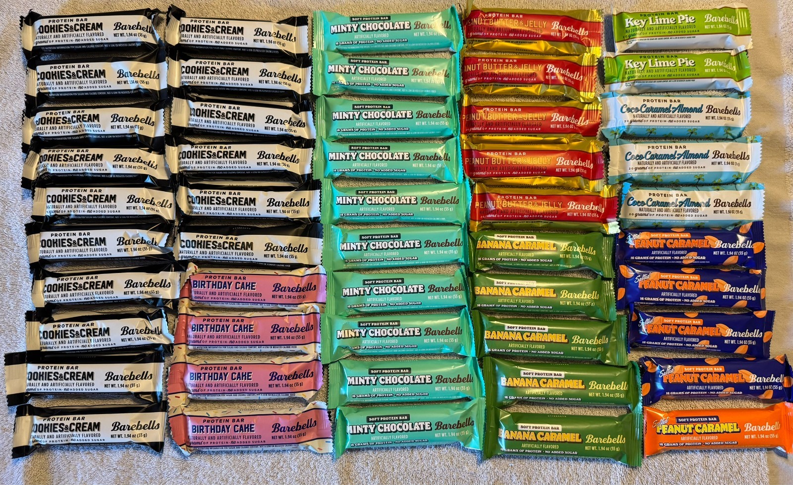 50 Barebells PROTEIN Bar COOKIES Banana BIRTHDAY, Key Lime, MINTY Caramel PEANUT