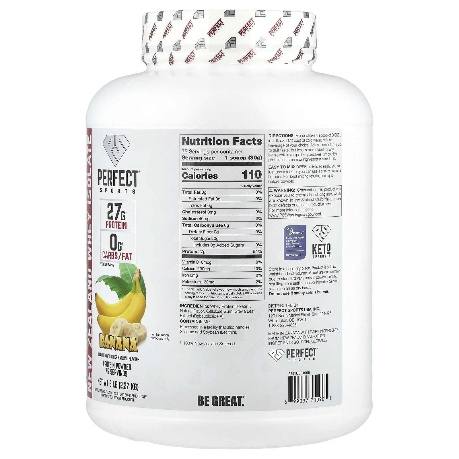 Diesel®, New Zealand Whey Isolate, Banana, 5 lb (2.27 kg)