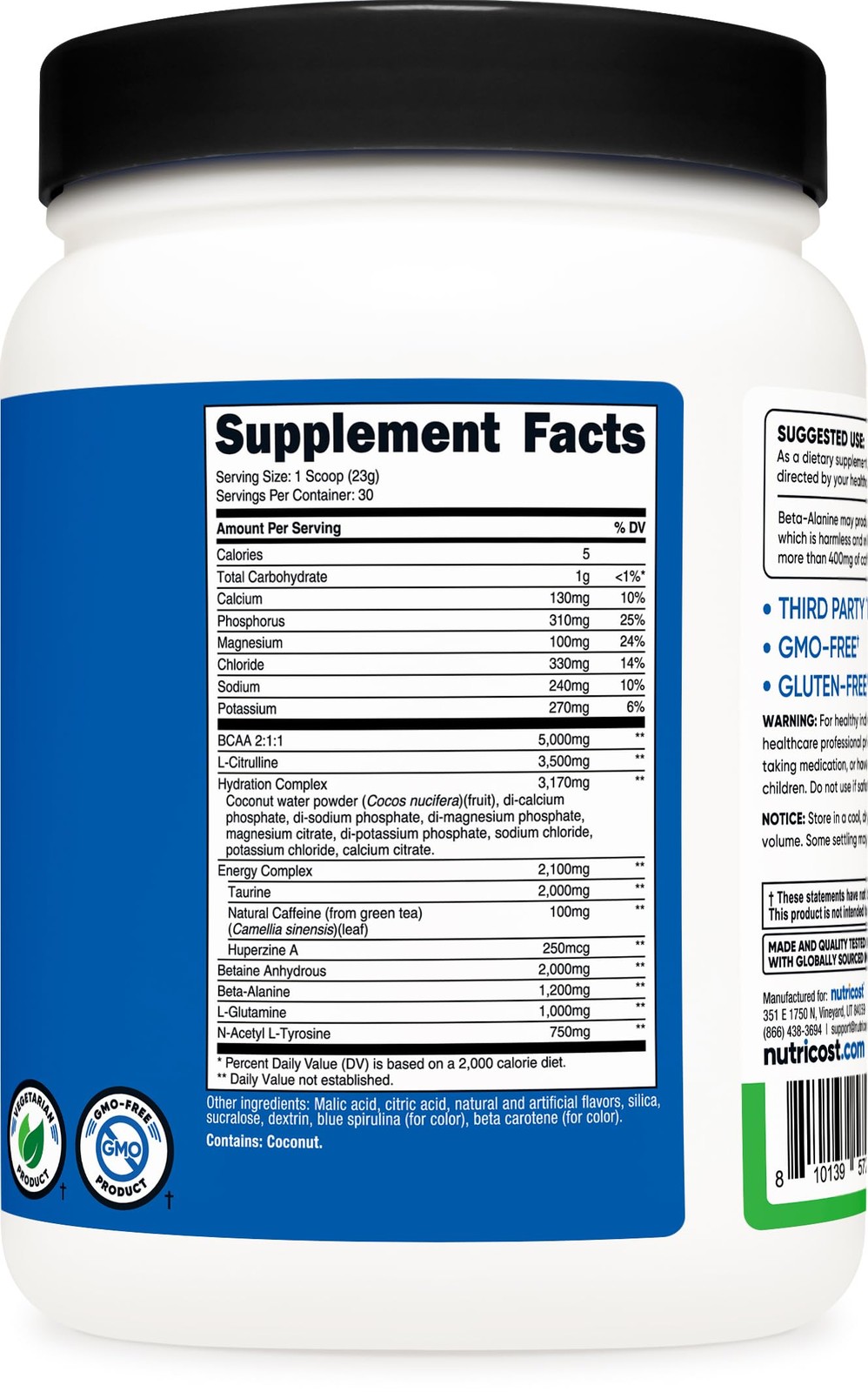 Nutricost Intra Workout Powder, 30 Servings (Green 1.56 Pound (Pack of 1)
