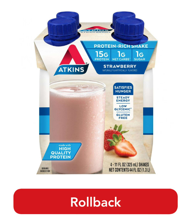 Atkins Protein Shake Strawberry Flavored, 15g Protein, Keto Friendly, 11 fl oz,