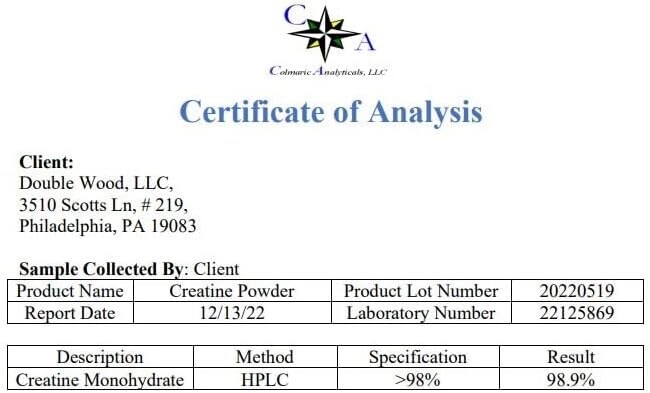 Double Wood Creatine Monohydrate Powder