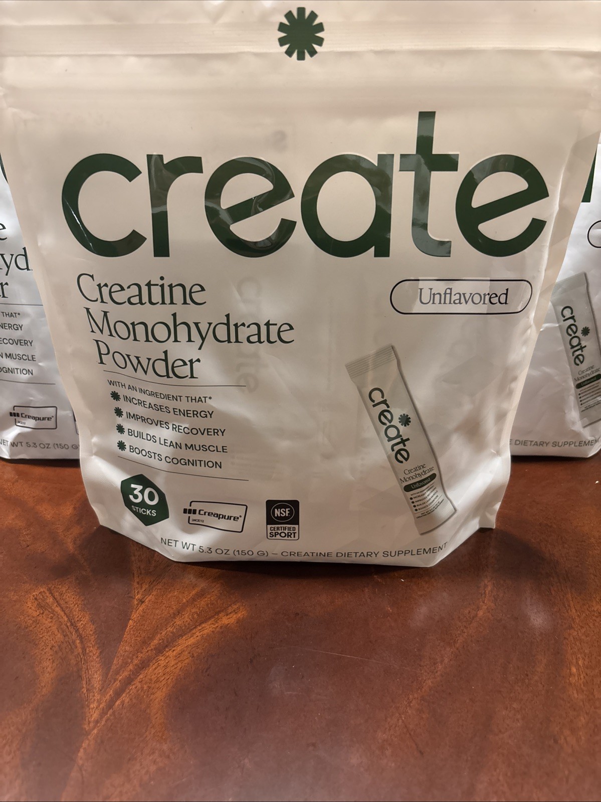 Create Creatine Monohydrate Powder Unflavored 30ct On-The-Go Stick 10/28 E BULK