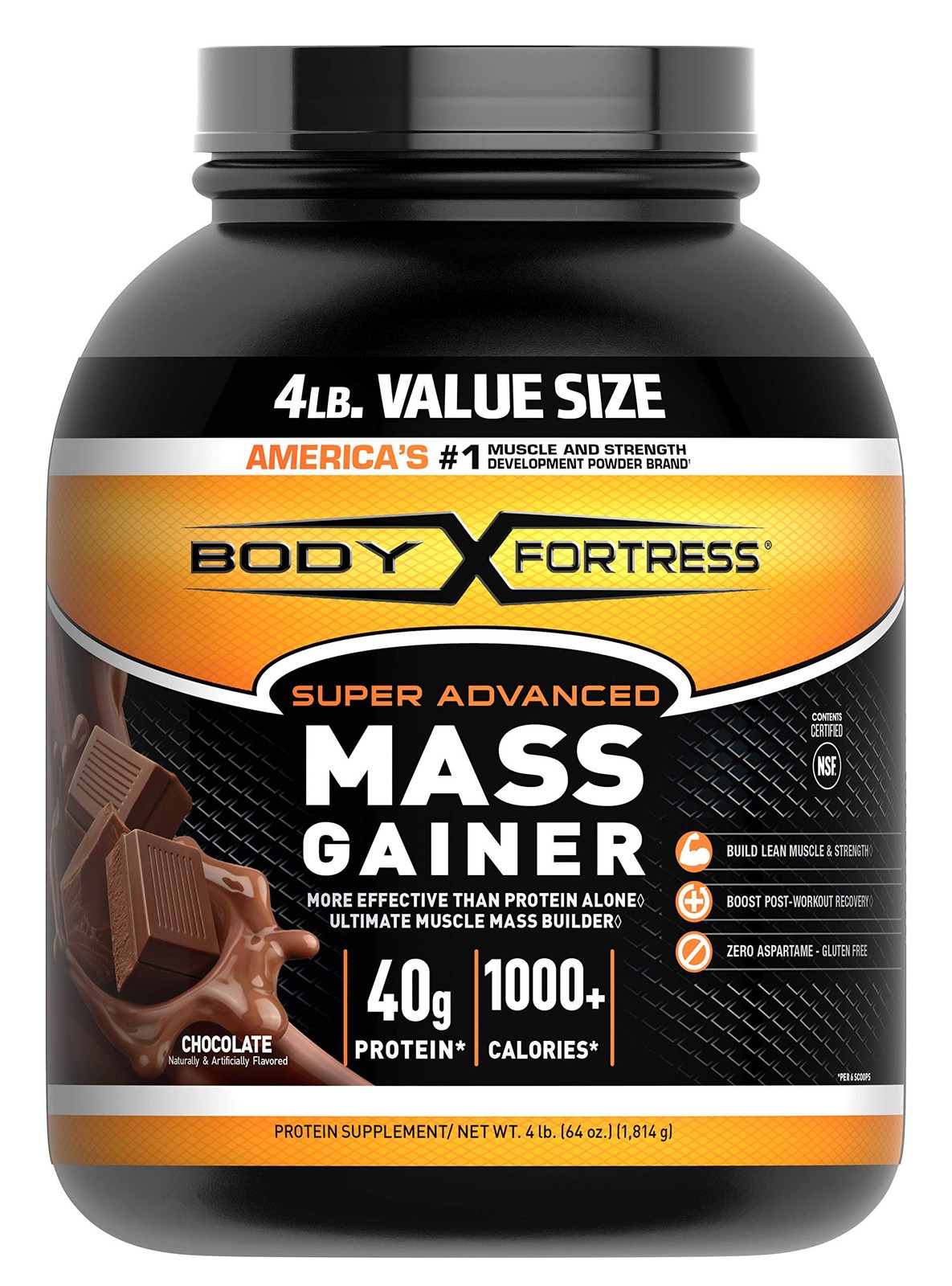 Body Fortress Super Advanced Mass Gainer Chocolate 4 Lb Protein Powder