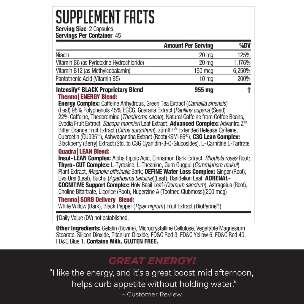 Intensify NDS Nutrition Black – Thermogenic Blend with 90 Count (Pack of 1)