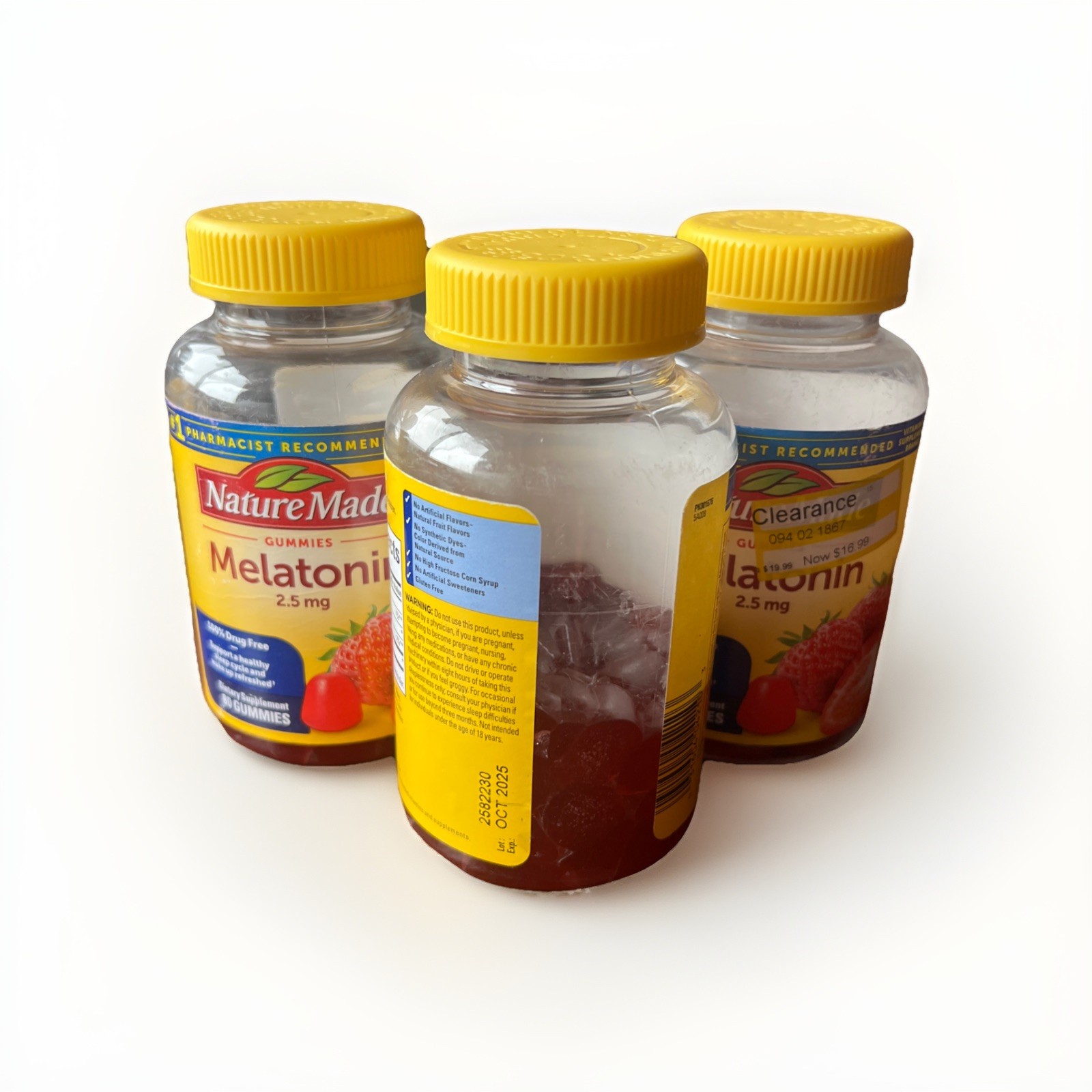3 Pack! Nature Made Melatonin Gummies 2.5 mg, 80 Gummies Dreamy Strawberry
