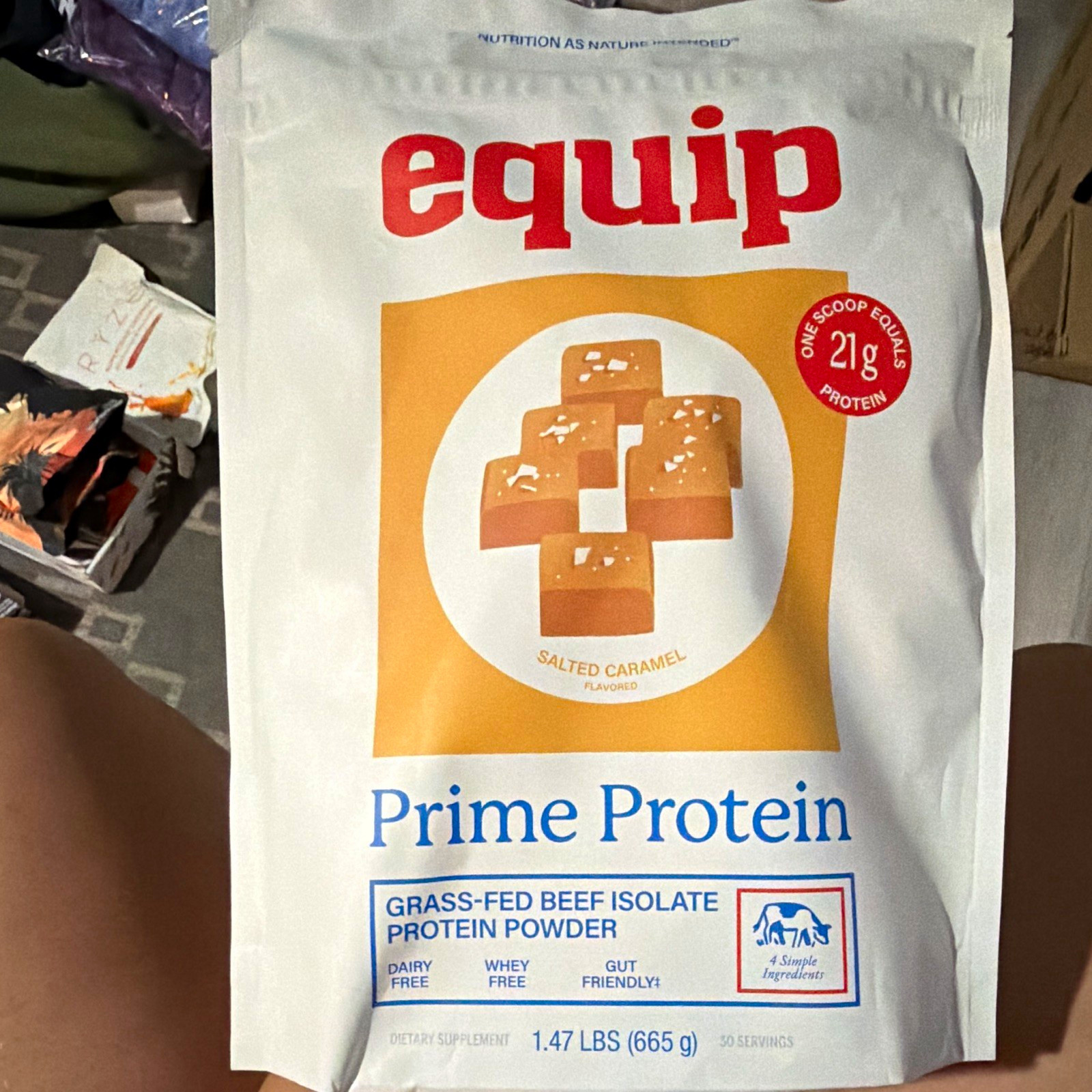 equip Prime Grass Fed Beef Protein Isolate Dairy-Free Salted Caramel 30 Sv
