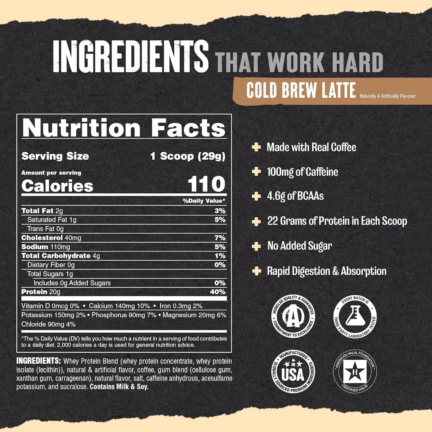 Animal 100% Whey Protein Sample Pack Cold Brew Latte (3 Packets) + 25oz Shaker