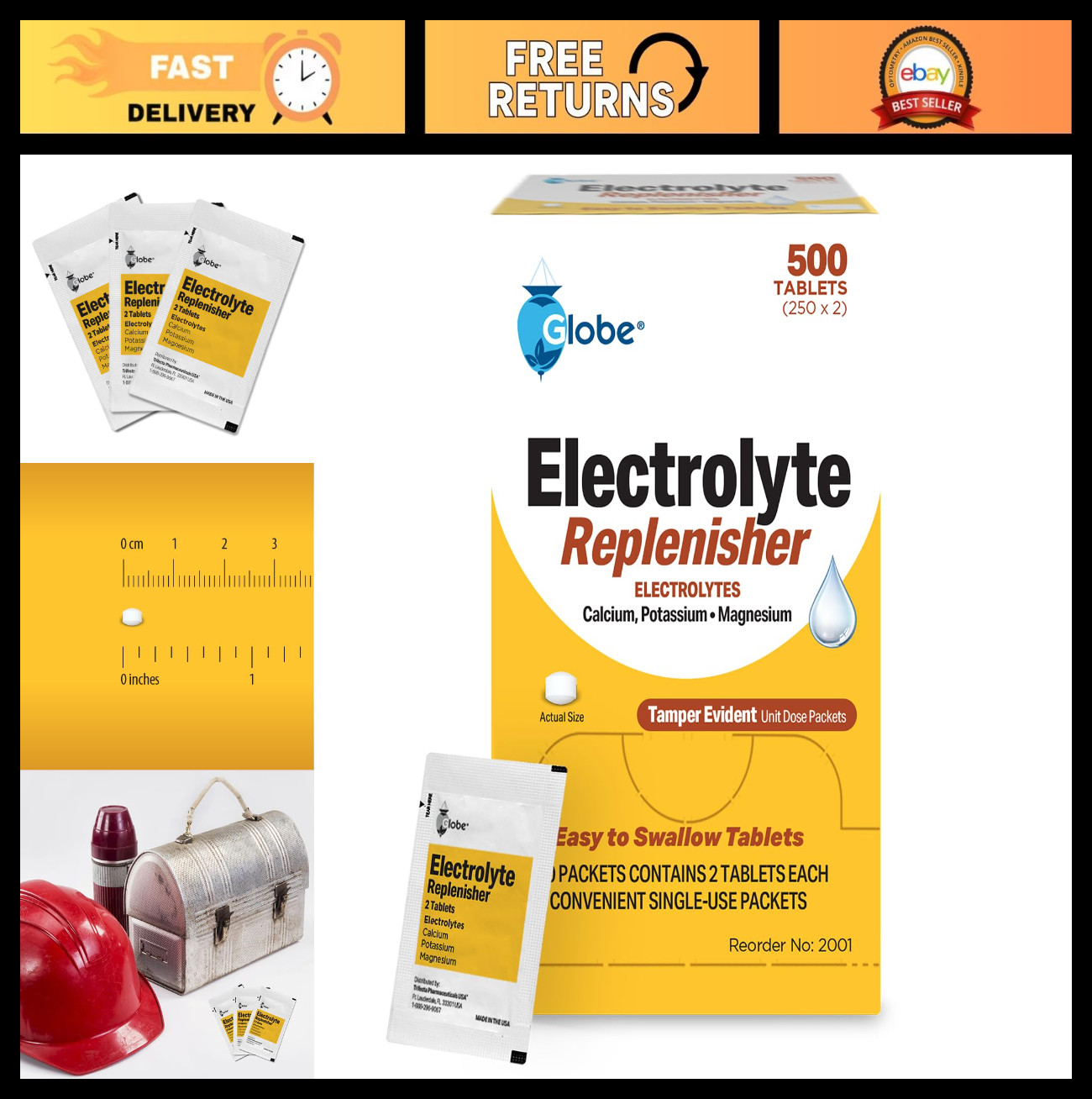 Electrolyte Replacement Tablets for Rapid Hydration & Recovery – 500 Tablets, 25