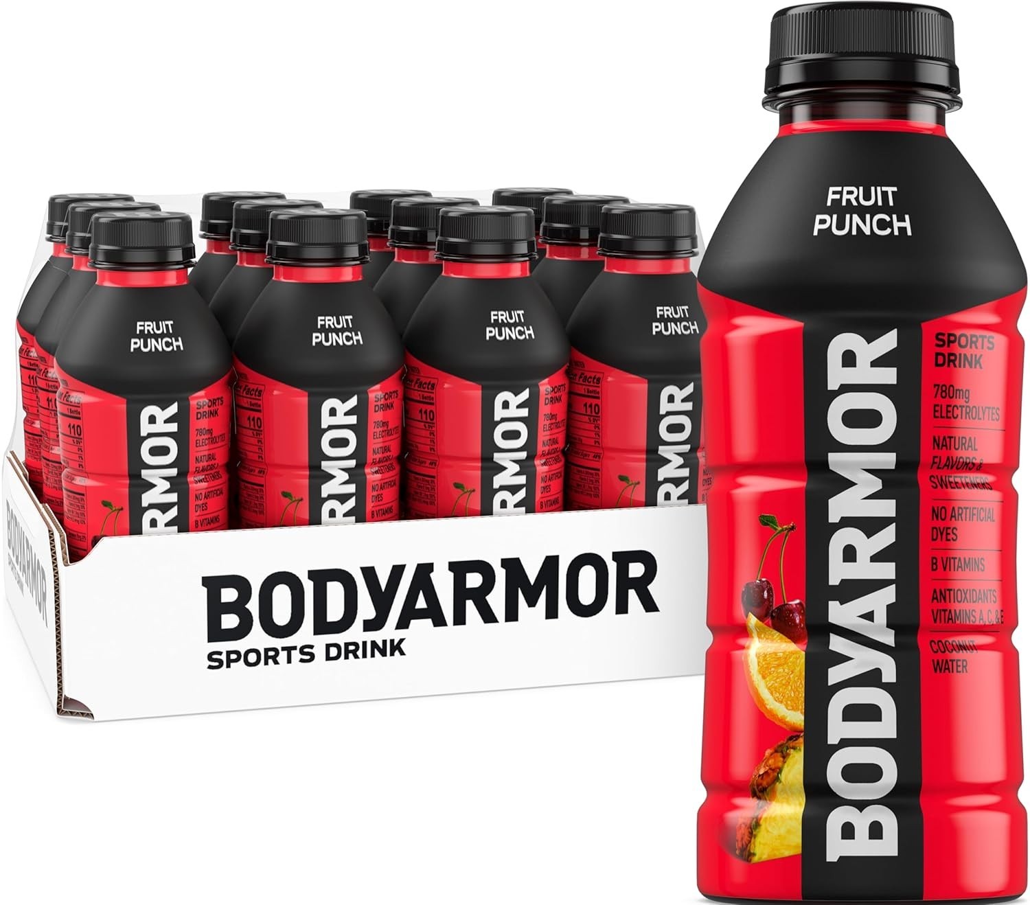 BODYARMOR Sports Drink Sports Beverage, Fruit Punch, Coconut Water Hydration,