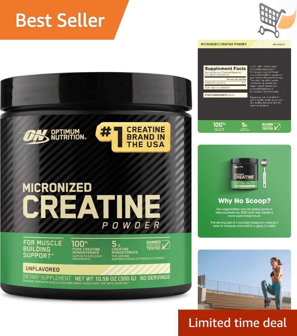 Micronized Creatine Monohydrate Powder Unflavored 60 Servings 300g for Muscle…