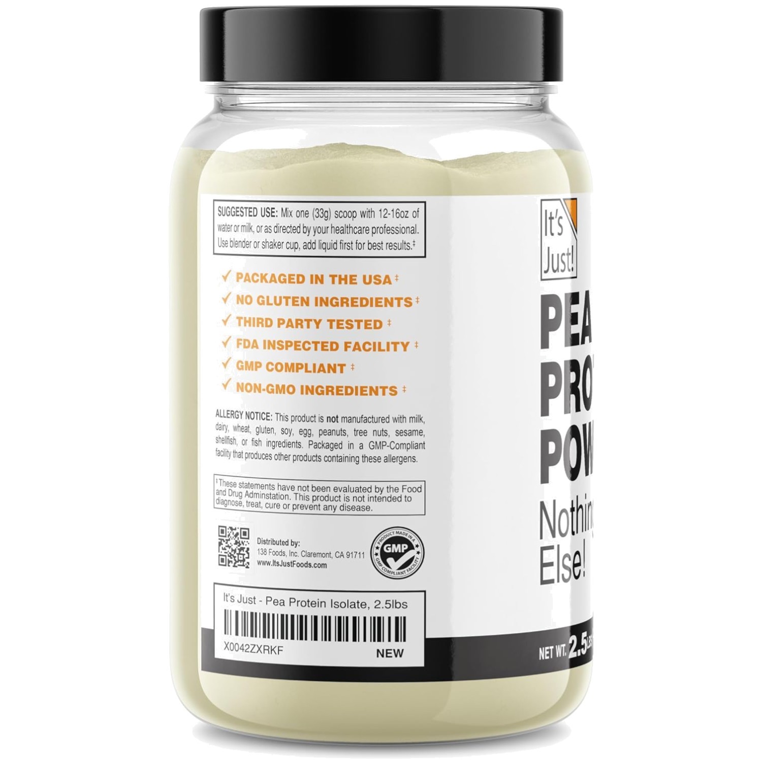 Plant-Based Pea Protein Isolate, Unflavored