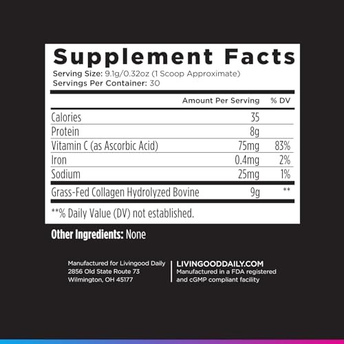 Livingood Daily Hydrolyzed Collagen Peptides Powder 30 Servings
