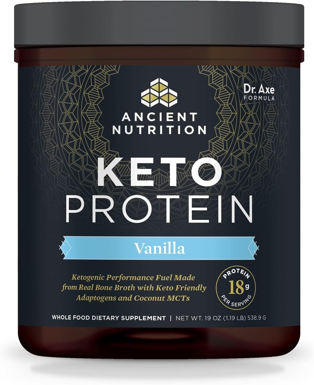 Ancient Nutrition Keto Protein Vanilla 19oz NEW